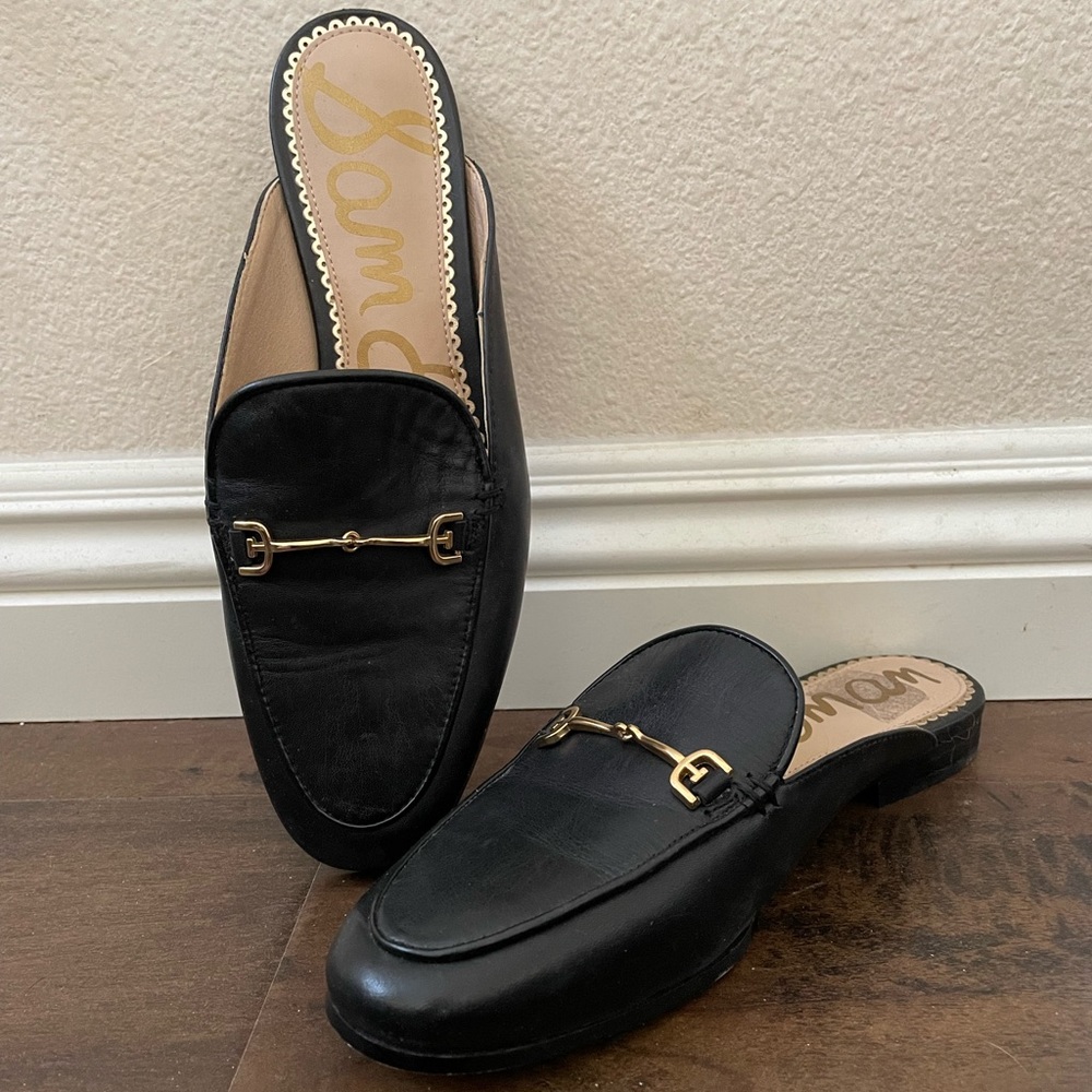 Sam Edelman Black Leather Bit Mules
